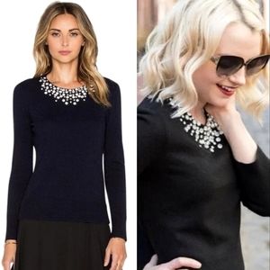 Kate Spade Jewel Rhinestone Cashmere Sweater XS Embellished Designer Classic